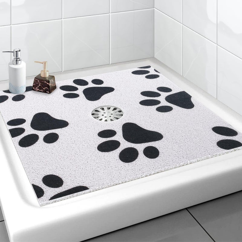Yonala Extra Large Square Shower Mat, 36 x 36 Inch Stylish Non Slip Shower Mats for Inside Shower with Drain Hole in Middle, Soft Trimmable PVC Loofah Anti Slip Shower Mat, Quick Drying - Image 1